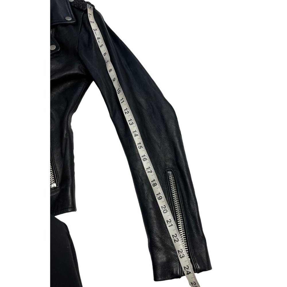 Maje Biker Moto Zip Jacket Black Lamb Leather Size 38 - Picture 13 of 16